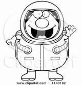 Astronaut Waving Chubby Coloring Clipart Cartoon Cory Thoman Outlined Vector sketch template
