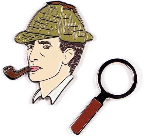 Sherlock Holmes Magnifying Glass Enamel Pin Set 2 Unique Colored