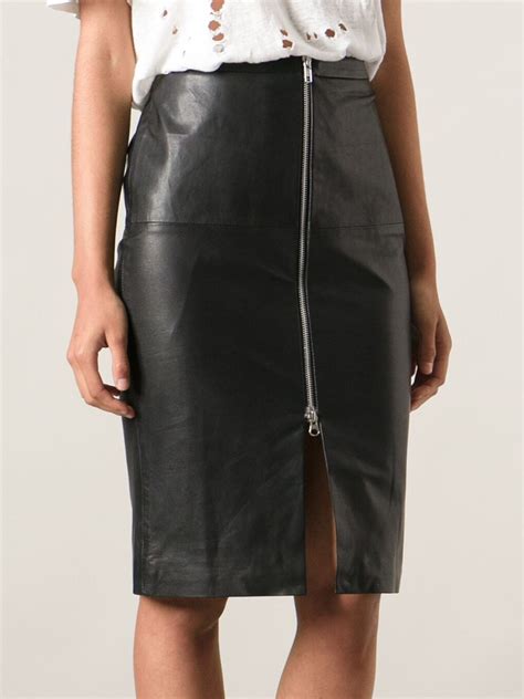 lyst muubaa leather pencil skirt in black