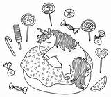 Unicorno Ciambella Sveglio Vettore Colorare Sonno Elementi Dei Donut Nett Dorme Fumetto Bianco Luna sketch template