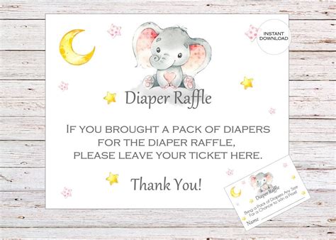 printable elephant diaper raffle ticket template printable templates