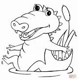 Crocodile Coloring Baby Pages Alligator Printable Water Supercoloring Kids Template Animals Color Cartoon Popular Categories sketch template