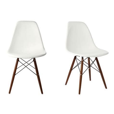 set   eames style dsw molded white plastic dining shell