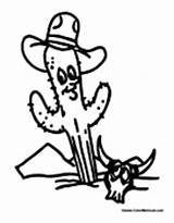 Western Cactus Hat Cowboy Coloring Colormegood sketch template