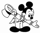 Mickey Magician Coloring Pages Mouse Para Bow Colorear Bowing Hat Empty Disney Magic Original Nice sketch template