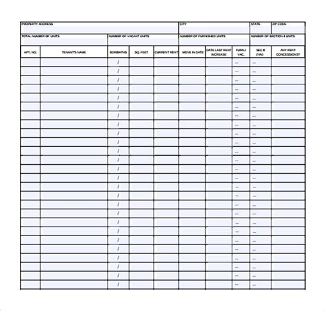 rent roll form templates   ms word