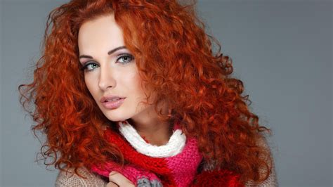 Women Redhead Freckles Long Hair Curly Hair Hair In Face Looking At