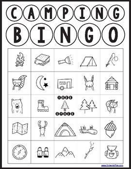 camping bingo classroom camping theme set  yourtherapysource tpt