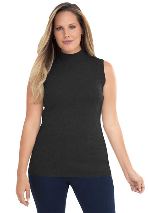Jessica London Womens Plus Size Fine Gauge Mockneck Sweater Sleeveless