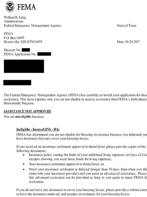 denied  fema lets break   application process