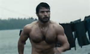 henry cavill shows   buff body   man  steel trailer daily mail