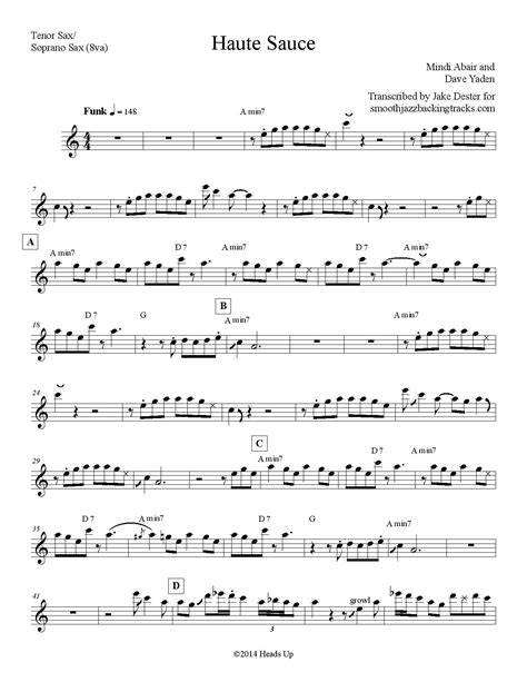 Smooth Jazz Sax Solo Sheet Music K M