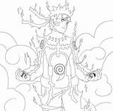 Naruto Mode Coloring Nine Rikudou Tails Kyuubi Pages Sages Lines Deviantart Trending Days Last sketch template