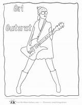 Coloring Guitar Pages Acoustic Playing Getcolorings Girls sketch template