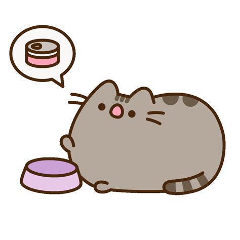 cat food eating sticker  pusheen  ios android giphy