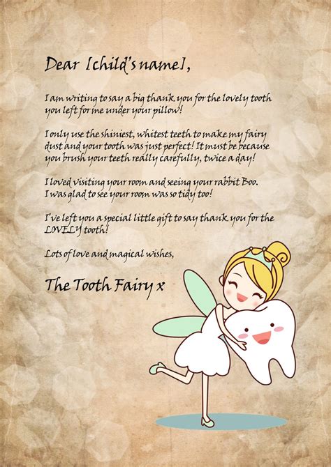 letter  tooth fairy template addictklo