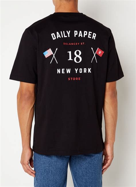 daily paper ny store  shirt met logo en backprint zwart de bijenkorf