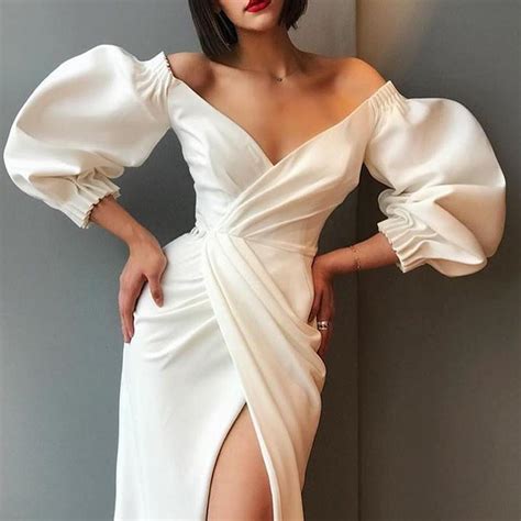 elegant solid evening prom gowns party dresses for women sexy v neck