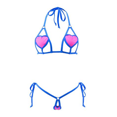 Sherrylo Micro Bikini Set Swimming Costume Swimsuit Lingeries Blue My