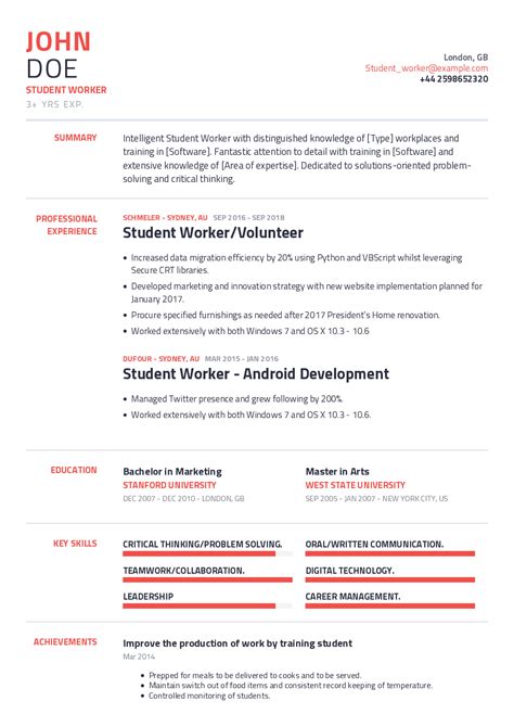 student worker resume   content sample craftmycv