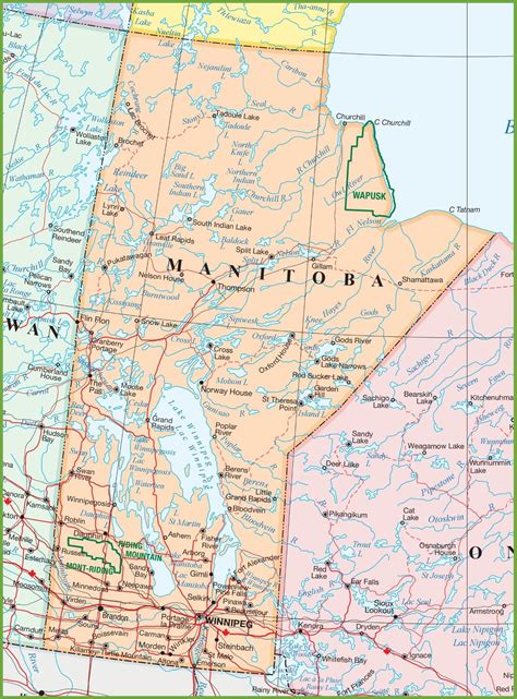 large detailed map  manitoba  cities  towns map detailed