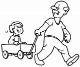 Coloring Pages Pulling Grandfather Cart Pull Push Color Template sketch template