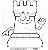 Waving Chess Rook Mascot Clipart Cartoon Thoman Cory Outlined Coloring Vector 2021 sketch template