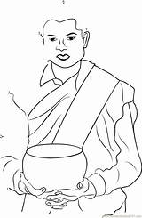 Thailand Buddhist Monks Kanchanaburi Tradition Worksheet Monk Dot Dots Connect Getdrawings Drawing sketch template