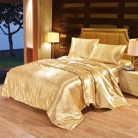 satin silk bedding set luxury queen king size bed set quilt duvet cover