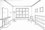 Room Perspective Drawing Point Inside Interior Draw Techniques Simple Step sketch template