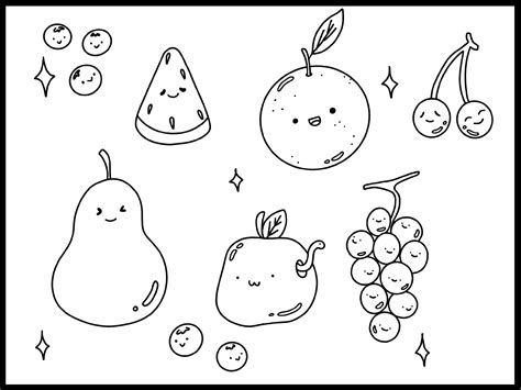 fruit colouring page etsy