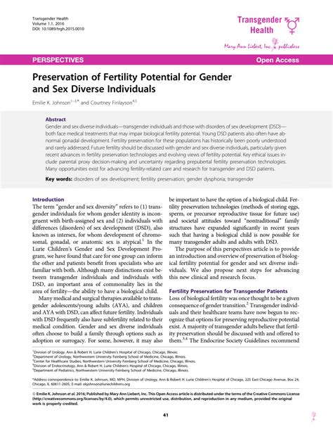 pdf preservation of fertility potential for gender and sex diverse
