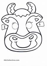 Mask Template Animal Face Farm Cow Masks Buffalo Animals Templates Coloring Printable Kids Pig Cows Pages Craft Colour Sketch Print sketch template