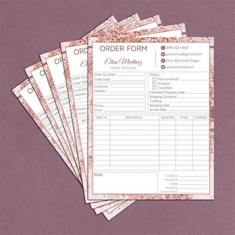 personalized order form editable order form template etsy