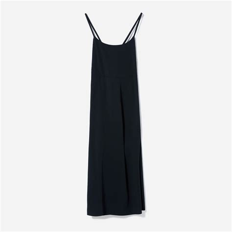 the japanese goweave cross back slip dress black everlane