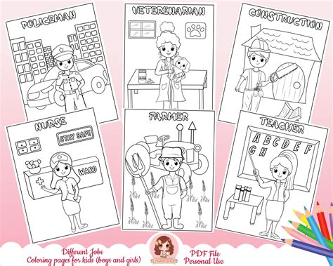 inspiring careers occupation coloring pages  kids etsy