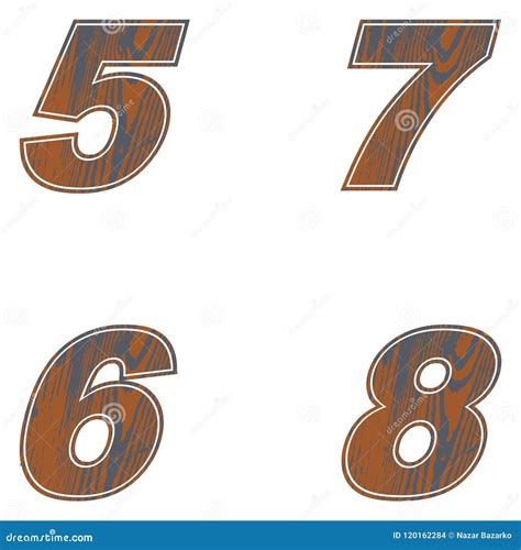 number  brown color     wood design vector stock illustration