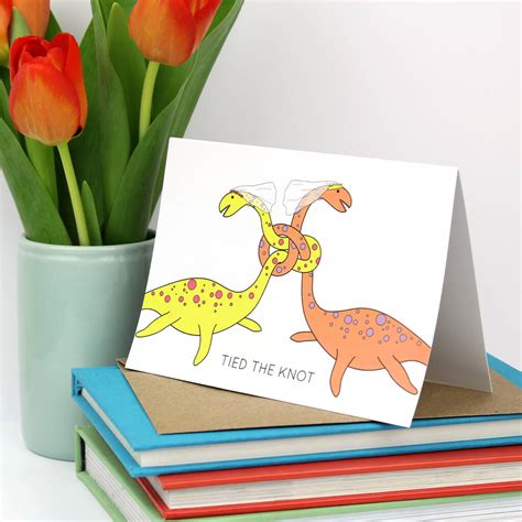 Tied The Knot Dinosaur Same Sex Wedding Card Lesbian By Dinosaurs Doing
