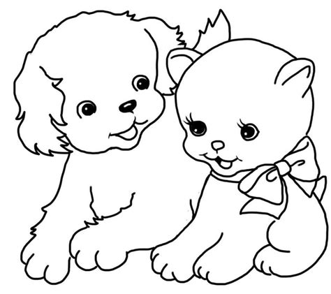 dog  cat coloring page  printable coloring pages  kids