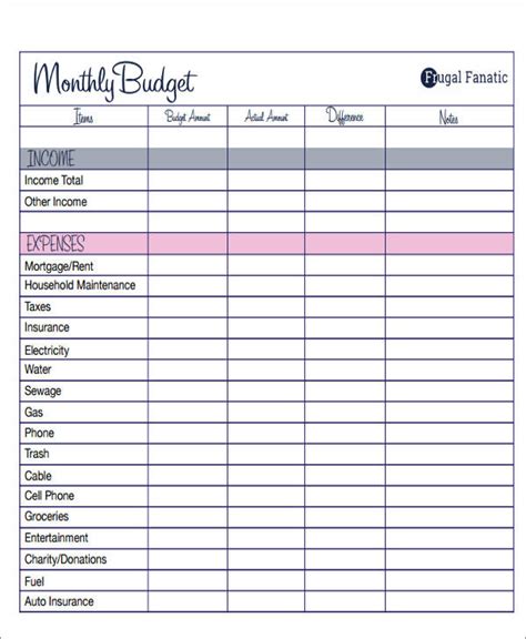 budget forms   ms word excel