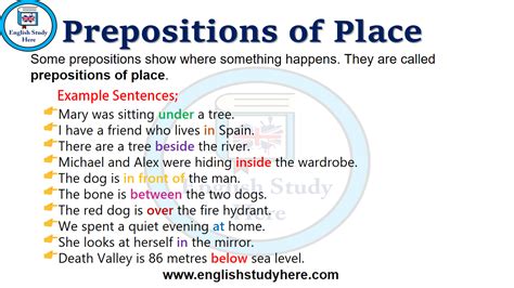 prepositions  place archives english study
