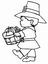 Coloring Pilgrim Thanksgiving Pages Kids Printable Boy Little Fun Lots Even sketch template