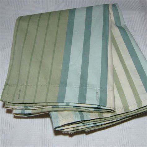 Fieldcrest Luxury Cool Stripe Blue Green Fabric Shower
