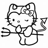 Kitty Hello Coloring Devil Cute Drawing Pages Colouring Halloween Tattoo Drawings Kids Tattoos Aesthetic Indie Vinyl Evil Cartoon Adult Decal sketch template