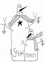 Primitive Patterns Embroidery Stitchery Christmas Pattern Snowman Printable Country Snowmen Crafts Visit Winter Wood Choose Board Wooden Primitives Designs sketch template