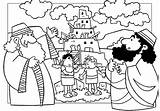 Babel Tower Coloring Pages Story Bible Building Kids sketch template