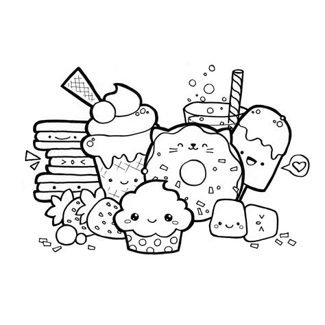 kawaii doodle food coloring page    https