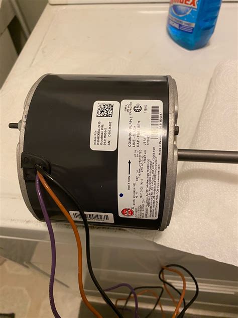 ordered   condenser fan goodman ms    wires black purple
