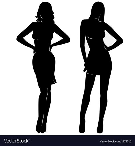 sexy woman silhouettes in short dresses royalty free vector