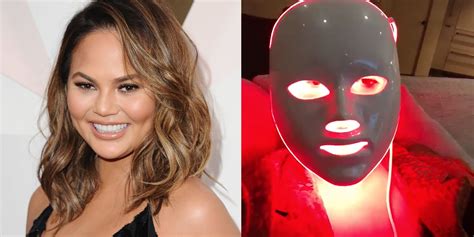 chrissy teigen uses a led light therapy mask for better skin